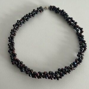Signature bijoux-Paris Handmade Beaded Maroon Blue Necklace Choker